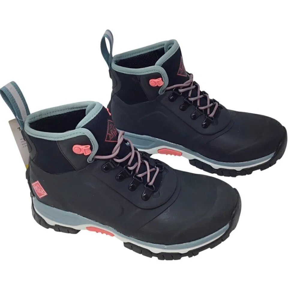Apex Muck Boot NIB Lace Up 7 Black Pink Waterproof Neoprene Insulated AXWL-000